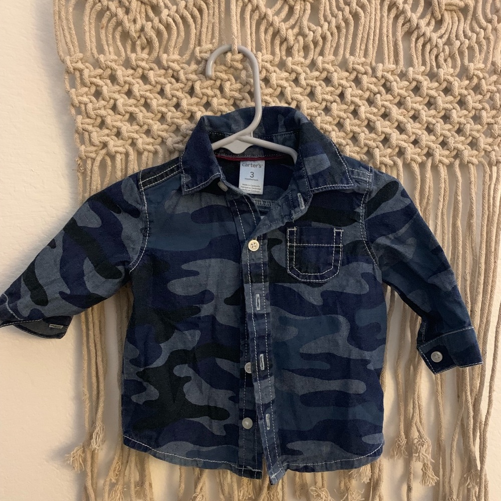 Baby boy camo button up t shirt